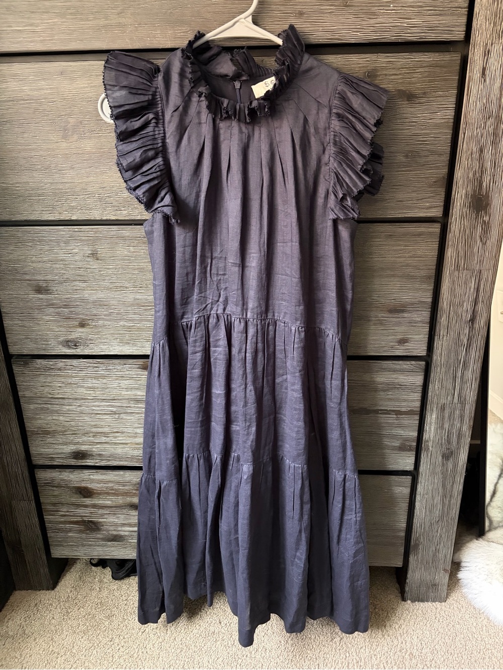 Sea New York Navy Ruffle-Sleeve Midi Dress - Picture 2 of 9